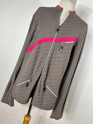 Jamie Sadock L Chaqueta Grande Ligera Cremallera Beige Rosa Bolsillos Elastizados E1 Foto 1 de 4