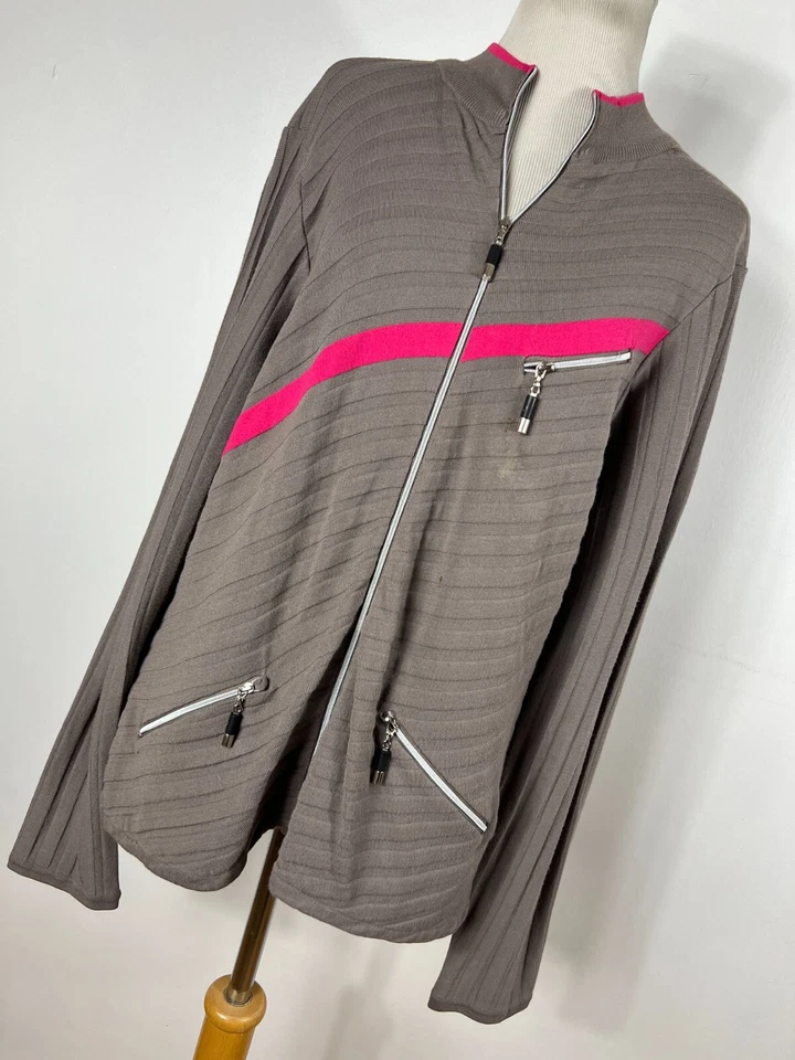 Jamie Sadock L Chaqueta Grande Ligera Cremallera Beige Rosa Bolsillos Elastizados E1 Foto 1 de 4