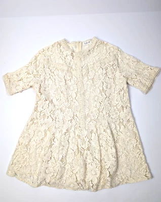 Vestido Tobrief Niñas Marfil Crochet/Encaje Clásico Manga 3/4 Talla XL Foto 1 de 4