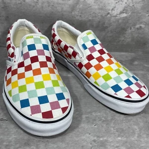 VANS Multi Color Checkered Slip On Women's Flats Loafers Size 7 - Picture 1 of 14