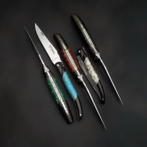 Laguiole en Aubrac Taschenmesser12cm Frankreich Griffe Ebenholz+Edelsteineinlage - Bild 1 von 37