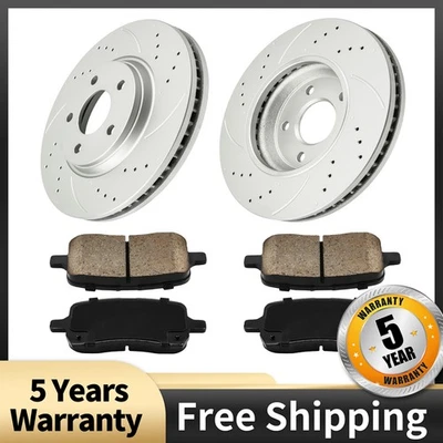 Front Ceramic Pads and Brake Rotors Kit For 2006 Chevy Malibu 2005 Pontiac G6 - Image 1 of 4