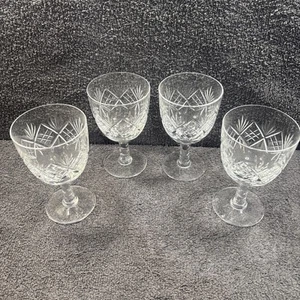 4 große schwere Meißel Stiel geschliffen Kristall Weingläser/Kelche 6" hoch - Bild 1 von 14