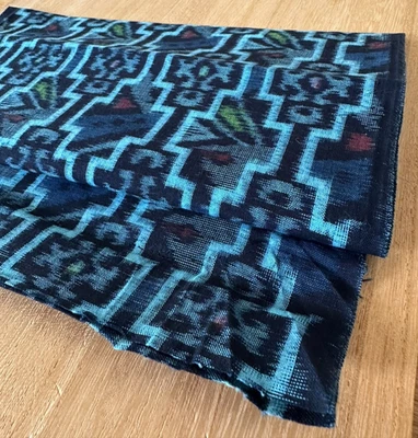 Japanese Kasuri Indigo Cotton Fabric Vintage Textile Remnant 55in Boro Sashiko B - image 1 of 4