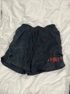 Rare Vintage NIKE Air Jordan Jumpman Spell Out Athletic Shorts 90s Black Kids M - Picture 1 of 7
