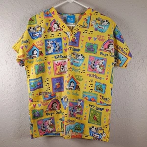 SCRUB HQ Animal Scrub Top Women XS Kitten  Dog Fish Rabbit Bird Snake Music Note - Picture 1 of 6