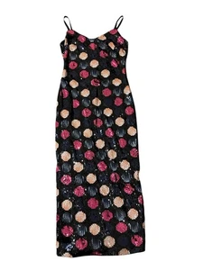 Nicole Miller Women's Black Sequin Polka-Dot Sleeveless Gown Dress Size 4 - Picture 1 of 6
