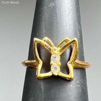 18K HGE Butterfly Rhinestone Ring Size 6 1.76g Foto 1 de 4