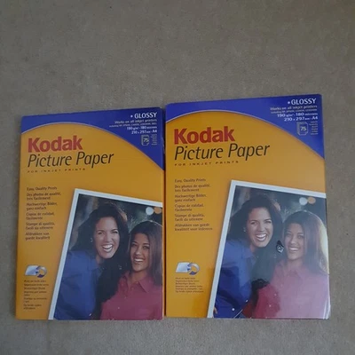 New Sealed Kodak Picture Paper Glossy A4 2x 75 (150) Sheets for Inkjet Printers  - Image 1 of 3