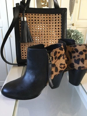 Aldo Stiefelette Leder Animalfelloptik Blockabsatz Reißverschluss Gr. 36 - Bild 1 von 4