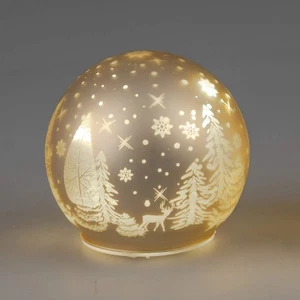 Deko-Kugel 10cm, Winterdekor mit LED, Champagner Matt 801470 - Bild 1 von 1