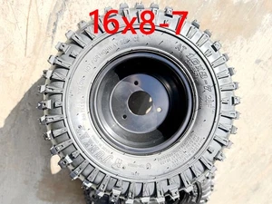 16X8-7" 7 inch Wheel Rim Tyre Bike ATV Buggy Gokart 3 Stud Complete Wheel Black - Bild 1 von 4