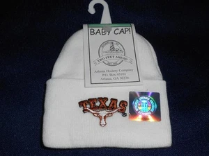 Zu süß! Neu Texas Longhorns bestickt Baby Kleinkind Strick Beanie Mütze weiß B68 - Bild 1 von 2