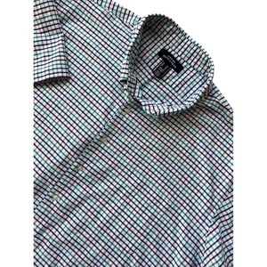 Mens Lands End Outfitters 4XL Button Down Short Sleeve Plaid Shirt Traditional - Picture 1 of 10