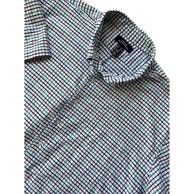 Mens Lands End Outfitters 4XL Button Down Short Sleeve Plaid Shirt Traditional - Image 1 of 4