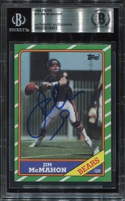 Tarjeta Topps 1986 firmada por Jim McMahon 1986 Beckett (bas) 85 osos Chicago Bears Foto 1 de 2