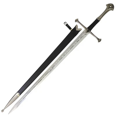 Elven Warrior Fantasy Sword Stainless Steel Leather Handle Cosplay Display Piece - Image 1 of 4