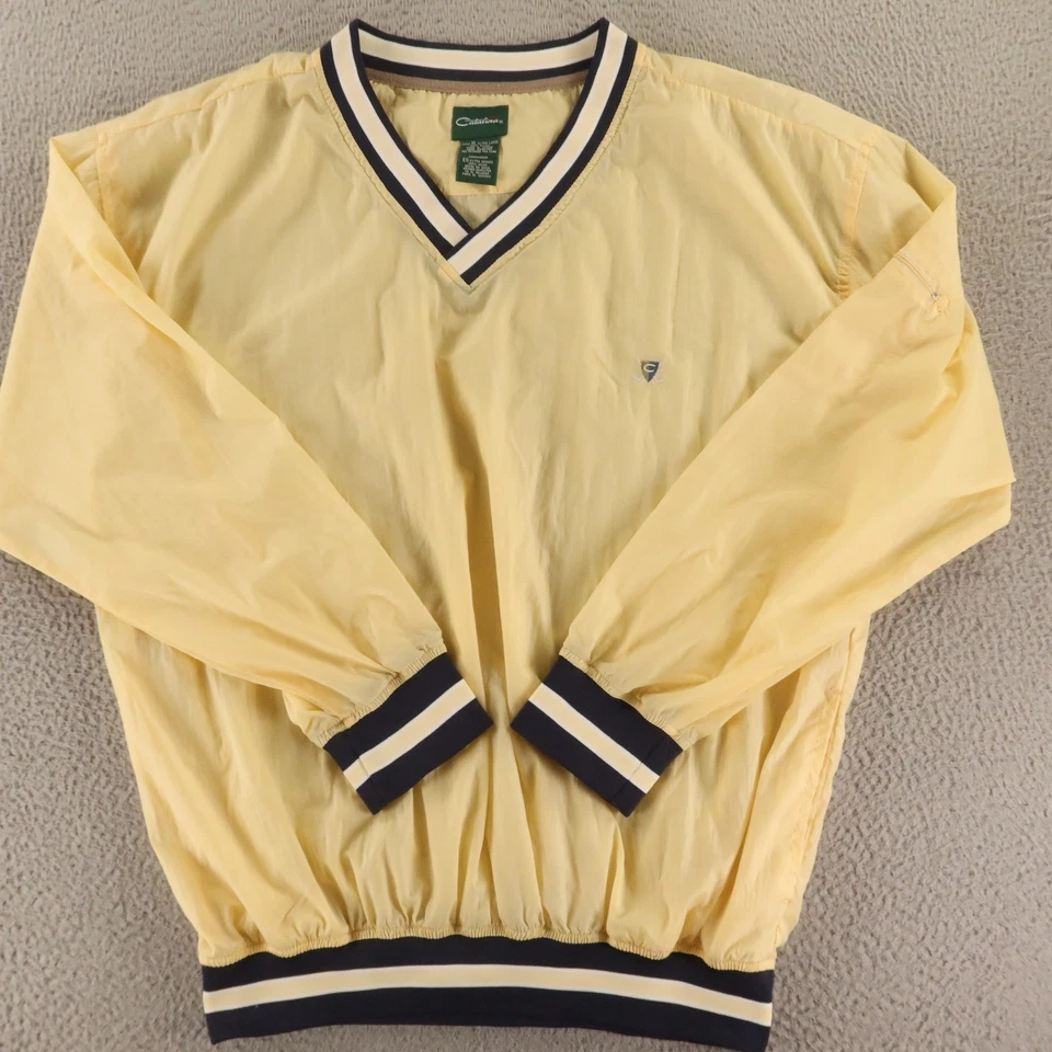 Chaqueta de Colección Catalina Para Hombres XL Amarillo Pullover Cortavientos Nylon Rayas Años 90 Foto 1 de 4