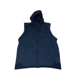 Under Armour Mens LG Academy Blue UA ColdGear Fleece Full Zip Sleeveless Hoodie - Picture 1 of 9