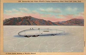 Giant Racer, Bonneville Salt Flats, Utah, World Record - Automobile Car Postcard - Picture 1 of 2