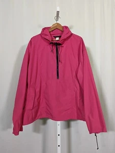 Lands End Vintage 1992 Hot Pink Anorak Windbreaker Hoodie Back Pouch XL USA - Picture 1 of 5
