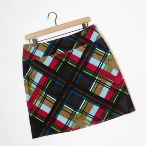 ETCETERA Corduroy Plaid Pencil Skirt Stretch Dark Academia Preppy College Size 8 - Picture 1 of 9