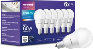 E17 Intermediate Base LED Bulb, 6W (60 Watt Equivalent) G14 Globe Ceiling Fan Li - Picture 1 of 12