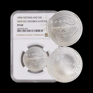 NETHERLANDS. 2004, 5 Euro, Silver - NGC PF69 - Top Pop 🥇 New EU Members - Picture 1 of 7