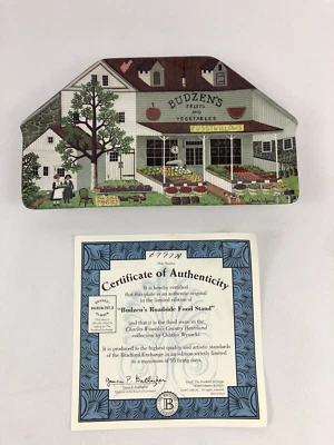 Vtg Charles Wysocki  BUDZEN'S ROADSIDE FOOD STAND Plaque w/COA Country Heartland - Image 1 of 4
