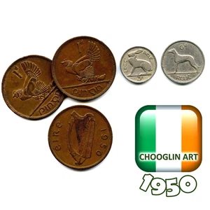 Collection of IRISH 1950 coins, 75 Years Old! - Picture 1 of 2