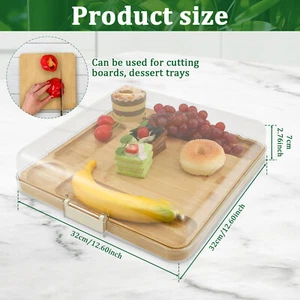 Charcuterie Board Portable Bamboo Cheese Board with Clear Locking Lid qrQyD - Picture 1 of 11