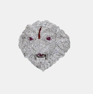 Tiger Ring Moissanite Diamond VVS 925 Silver Passes Diamond Tester SIZE 10 - Picture 1 of 3