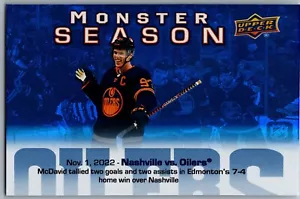23-24 UPPER DECK MONSTER SEASON - CONNOR MCDAVID #MS-10 EDMONTON OILERS - Foto 1 di 2