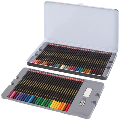 CRAFT SENSATIONS Buntstifte 66er Set 44 Buntstifte und 14 Metallic-Stifte Anspitzer & Radiergummi