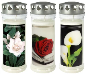 3 candele tombali - luce tombale - candela decorativa - candela commemorativa - bruciatore continuo 150-160 ore - Foto 1 di 5