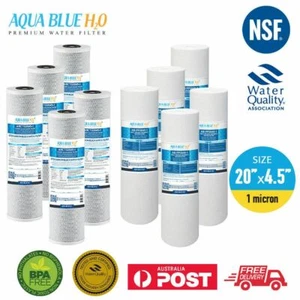 5x Whole House Water Filter 20"x4.5" BIG BLUE Carbon + 5x Sed Aqua Blue 1micron - Picture 1 of 7