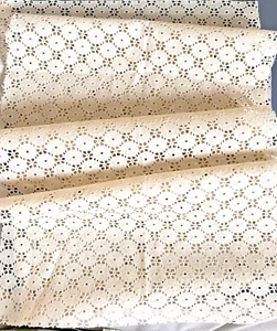 Vintage Lace Lacy Geometric Floral Fabric Cream Beige Lite Weight  14" x 60" - Picture 1 of 4