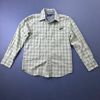Volcom Shirt Boys Small Beige Plaid Button Up Long Sleeve Casual Skate Surf - Image 1 of 4