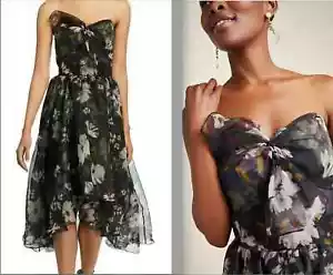 Anthropologie Shoshanna Haisley silk gown dress black floral Size 4 wedding NWT - Picture 1 of 12