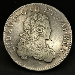 1/3 ECU DE FRANCE ARGENT LOUIS XV 1722 K BORDEAUX 26.5mm 8.05g FRANCE / SILVER - Picture 1 of 3