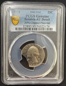 1974 Washington Quarter - PCGS - 20% Clipped Planchet Mint Error - Picture 1 of 2