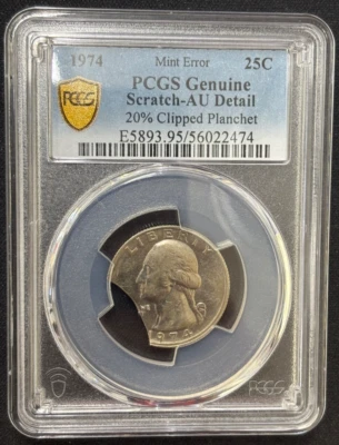 1974 Washington Quarter - PCGS - 20% Clipped Planchet Mint Error - Image 1 of 2