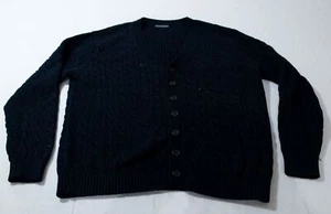 Brandy Melville Women's Amber Cotton Cable Knit Cardigan EJ2 Navy Oversized Fit - Picture 1 of 3