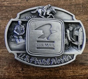 Vintage 1980er US Postal Service Postal Worker Post Carrier Metall signiert Gürtelschnalle - Bild 1 von 5