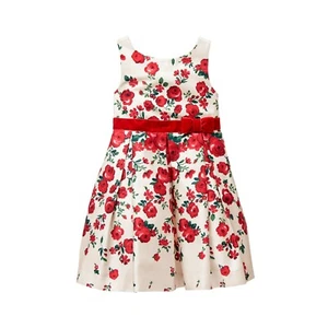 NWT Janie & Jack 12 18 M Plaid Party White FALLING ROSE DRESS Cotton Sateen - Picture 1 of 2