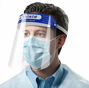 Visiera protezione 3 pezzi per uso quotidiano paraschizzi in PVC trasparente - Foto 1 di 5
