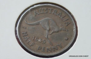 * 1939 ROO HALFPENNY SCARCE PRE DECIMAL COIN AUSTRALIA gVF #PVE70 - Picture 1 of 8