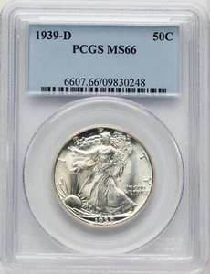 1939-D LIBERTY WALKING HALF DOLLAR PCGS MS66 - Picture 1 of 4