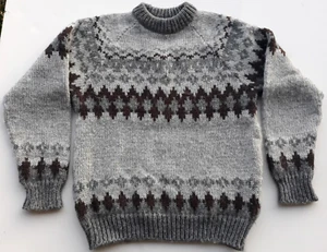 Norlender ~ Unisex Wollpullover nordic grau/braun Pullover ~ Gr. L ~ Made Norway - Bild 1 von 14