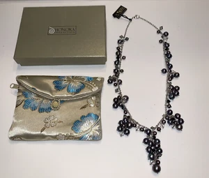 QVC Honora Sterling Cultured Pearl & Crystal Cluster Necklace 18” - Picture 1 of 11